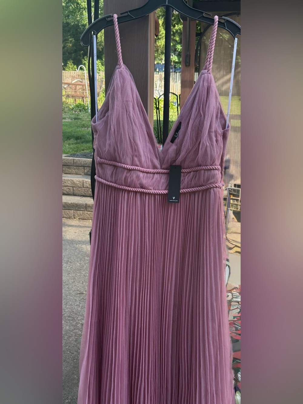 Lulu's Sweet Goddess Mesh Pleated Midi Dress
